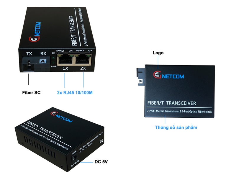 Converter quang Gnetcom 2 Cổng Ethernet 10/100M I PN: GNC-1112S-20A