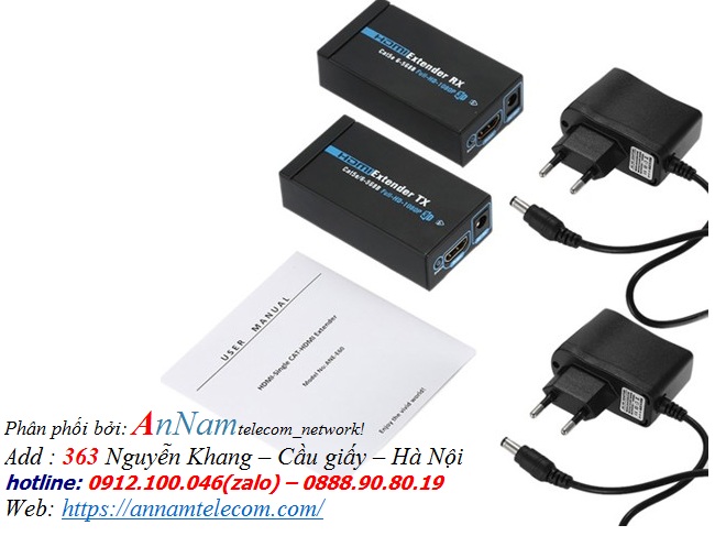 Bộ khuếch đại tín hiệu HDMI 60m.Thiết bị kéo dài cáp HDMI qua đường dây mạng, FJGEAR FJ-HEA60