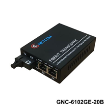 Bộ chuyển đổi quang điện POE GNC-6102GE-20AB (2 POE + 1 fiber) 10/100/1000Mbps, 1 ra 2 có poe