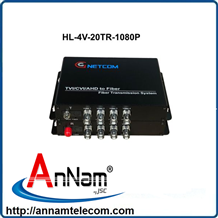 Bộ chuyển đổi Video Quang 4 Kênh camera CVI/TVI/AHD 1080P GNETCOM HL-4V-20T/R-1080P