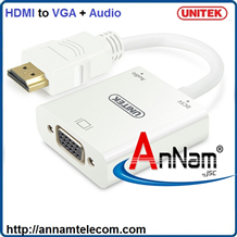 Cáp chuyển đổi HDMI to VGA + audio Unitek Y 6333WH