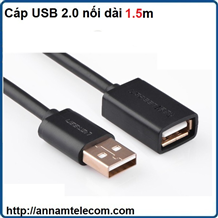Cáp USB 2.0 nối dài 1.5m chính hãng Ugreen UG-10315 âm-dương
