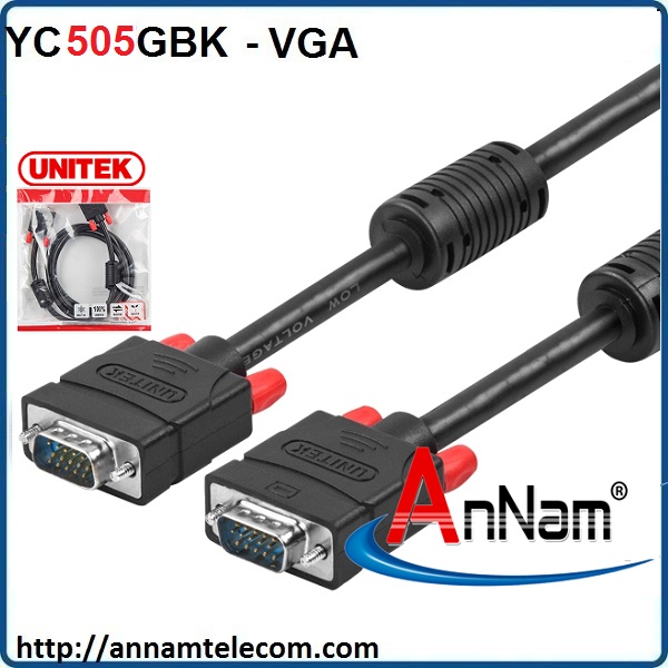 Cáp VGA LCD 3C+6 (5m) Unitek (Y-C 505GBK)