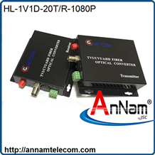 Converter quang video 1 kênh GNETCOM HL-1V1D-20T/R-1080P hỗ trợ ptz