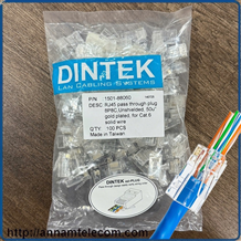 Đầu mạng RJ45 xuyên thấu Cat6 UTP DINTEK ezi-PLUG P/N: 1501-88060