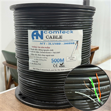 Dây cáp tín hiệu CAT3 UTP đồng dầu chạy ngoài trời, có dây gia cường ACT-3LANOD-500BKO (cuộn 500m)