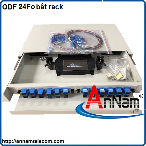 Hộp phối quang ODF 24 FO khay trượt lắp tủ rack