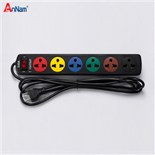 6DND3.2.10: Ổ CẮM ĐIỆN LIOA 6 LỖ ĐA NĂNG DÂY 3M MẦU ĐEN THẾ HỆ MỚI MODEL 6DND3.2.10