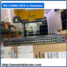 Thiết bị chuyển mạch Cisco Catalyst 2960-X 48 GigE, 2 x 1G SFP, LAN Lite WS-C2960X-48TS-LL